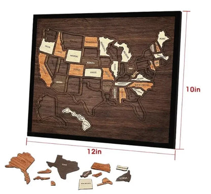 🔥Letzter Tag 49% RABATT -🇺🇸 Holz-USA-Reisekarte Puzzle🧩Eine stilvolle Art, Ihre Reise zu verfolgen