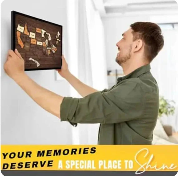 🔥Letzter Tag 49% RABATT -🇺🇸 Holz-USA-Reisekarte Puzzle🧩Eine stilvolle Art, Ihre Reise zu verfolgen