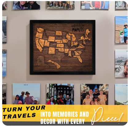 🔥Letzter Tag 49% RABATT -🇺🇸 Holz-USA-Reisekarte Puzzle🧩Eine stilvolle Art, Ihre Reise zu verfolgen