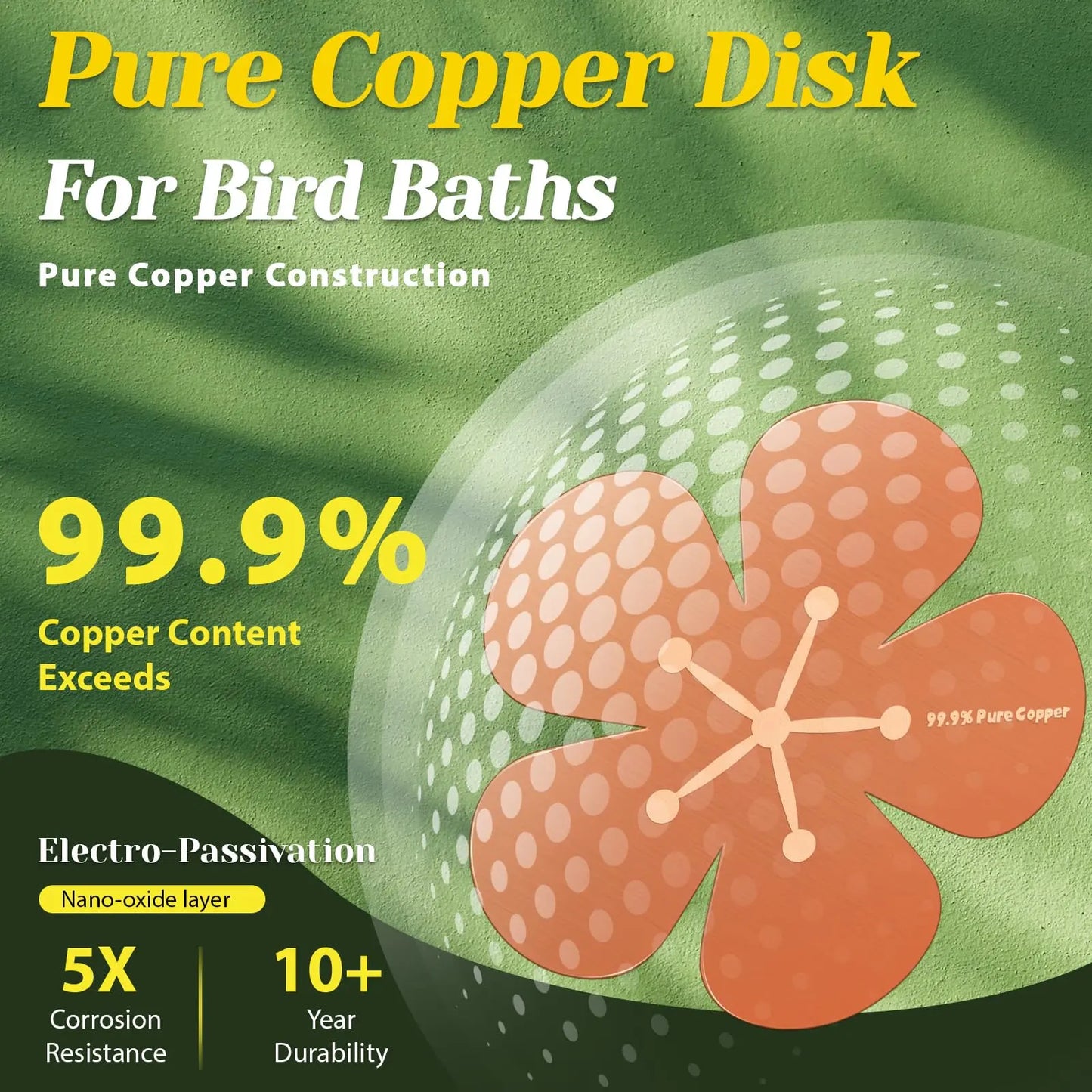 3PCS 99.99% Pure Copper Bird Bath Purification Discs
